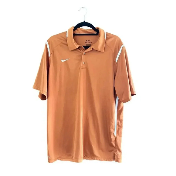 Nike Dri-Fit Men's Burnt Orange Short Sleeve Button Up Golf Polo Shirt large - Picture 1 of 4